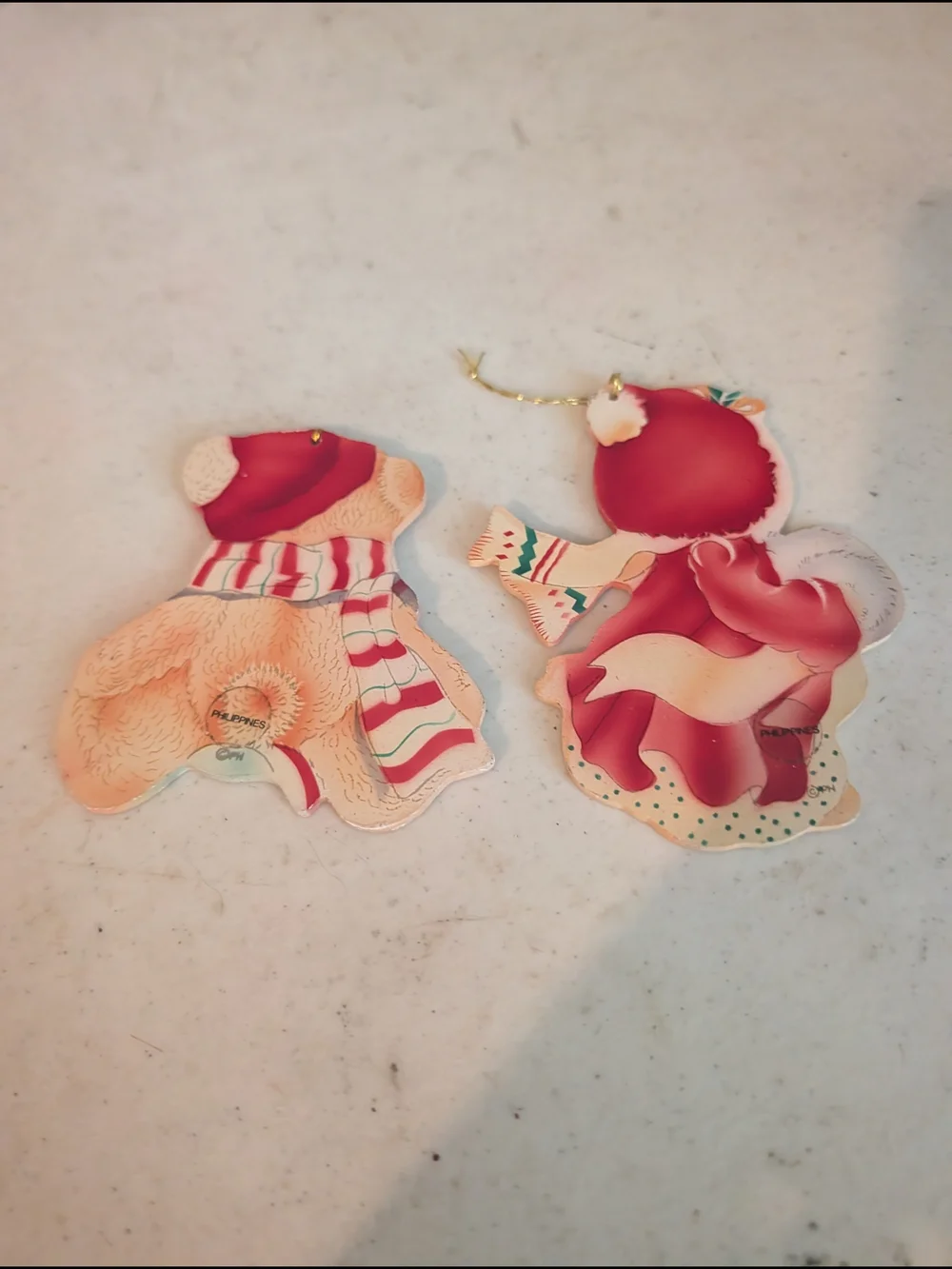 Vintage 90s Christmas Ornament Cat And Teddy Bear